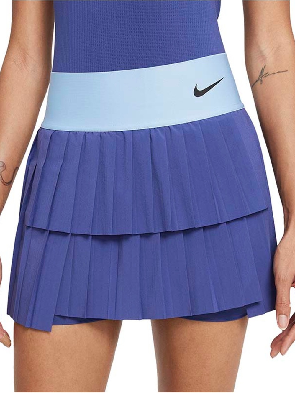 Nike Women's Purple Pleated Tennis Skirt with Light Blue Waistband